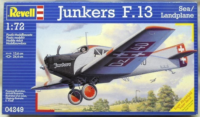 Revell 1/72 Junkers F-13 Land Or Float Plane Swiss / Austrian / 2 German (F13), 04249 plastic model kit